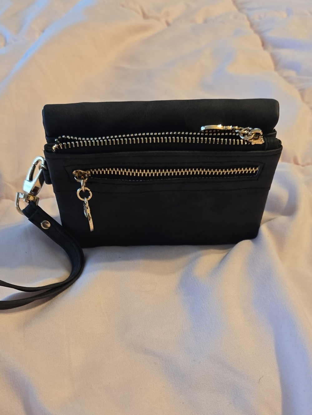 Black Wristlet Clutch with Gold Hardware